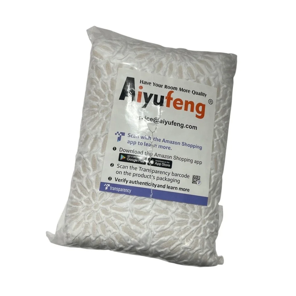 Aiyufeng Textured White floral‎ Shower Curtain Durable Fabric 36x72 Inches
